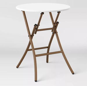 lot 395 image: French Cafe Folding Round Patio Bistro Table White - Threshold