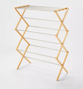 lot 486 image: Rubber Wood and Stainless Steel Drying Rack - Brightroom
