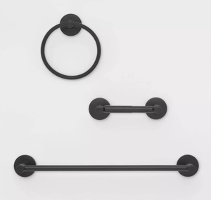 lot 493 image: 3pc Black Finish Bath Hardware Set - Threshold
