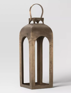 lot 497 image: Pillar Cast Aluminum Lantern Candle Holders Gold - Threshold