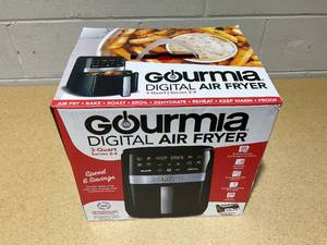 lot 244 image: Gourmia 3qt Digital Window Air Fryer with 8 Presets & Guided Cooking 1200W