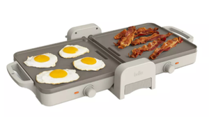 lot 255 image: bella Fold and Store Dual Temp Griddle Oatmilk 1200W Electric Hot Plate, Aluminum Cooking Surface