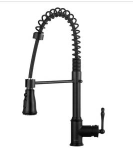 lot 65 image: AKDY Commercial-Style Spring Neck Single-Handle Pull-Down Sprayer Kitchen Faucet With 2-function Sprayer in Matte Black