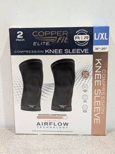 lot 12 image: COPPERFIT ELITE COMPRESSION KNEE SLEEVE- 2PK.