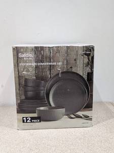 lot 19 image: NEW SAFDIE & CO. INC. 12PC. STONEWARE DINNERWARE SET