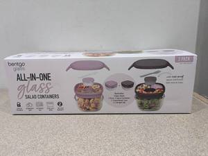 lot 18 image: BENTGO GLASS ALL-IN-ONE SALAD CONTAINERS