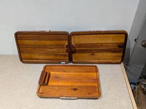 lot 50 image: (3) SMART DESIGN ACACIA ARMREST TRAY