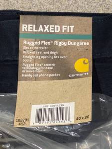 lot 77 image: NEW CARHARTT RELAXED FIT RIGBY DUNGAREE PANTS 4030 BLUE
