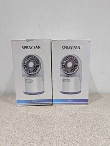 lot 48 image: PORTABLE SPRAY AND MIST RECHARGEABLE FANS WHITE