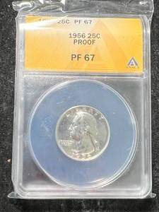 lot 06 image: 1956 PROOF US WASHINGTON QUARTER ANACS PF67