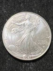 lot 13 image: 2021 AMERICAN SILVER EAGLE 1 TROY OZ .999 FINE SILVER