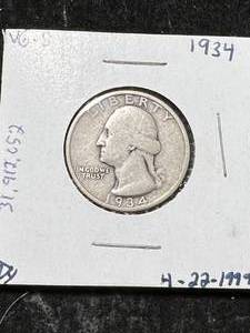 lot 21 image: 1934 US WASHINGTON QUARTER