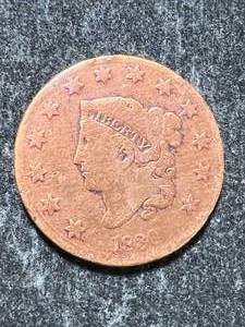 lot 45 image: 1830 US CORONET HEAD LARGE CENT