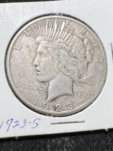 lot 54 image: 1923-S US PEACE SILVER DOLLAR