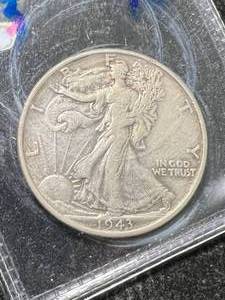 lot 75 image: 1943 US WALKING LIBERTY HALF DOLLAR