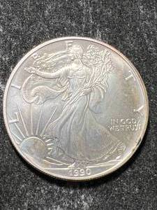 lot 80 image: 1990 AMERICAN SILVER EAGLE 1 TROY OZ .999 FINE SILVER