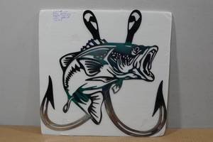 lot 128 image: Laser Cut Metal Bass & Hooks Dcor