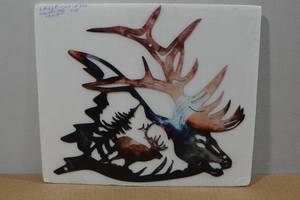 lot 129 image: Colorized Laser Cut Metal Moose Dcor