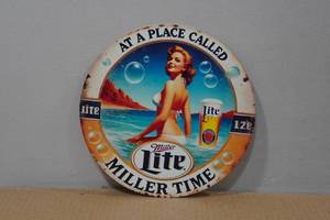 lot 138 image: Novelty Metal Sign - Miller Beer