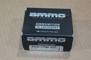 lot 251 image: 20 Ammo Inc 9mm 115 Gr JHP Ammo