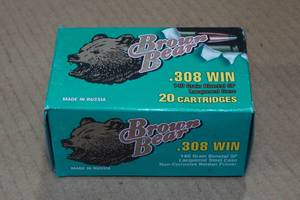 lot 257 image: 20 Brown Bear .308 Win 140 Gr SP Steel Case Ammo
