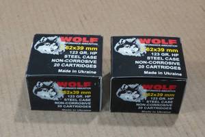 lot 266 image: 40 Wolf 7.62 x 39mm 123 Gr HP Steel Case Ammo