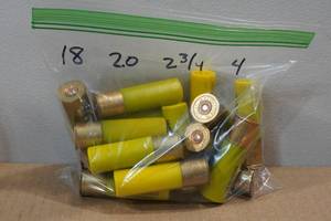 lot 296 image: 18 Remington 20 Gauge 2-34 4 Shot Shotshells