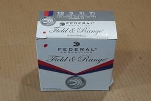 lot 312 image: 25 Federal Field & Range 12 Gauge 2-34 7-12 Shot Shotshells