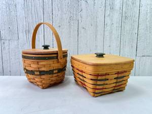 Two Longaberger Baskets With Lids