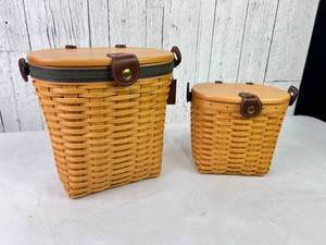 Two Longaberger Basket Totes with Accessories