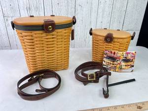 Two Longaberger Basket Totes with Accessories