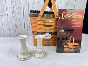 lot 6 image: Longaberger Collectors Club Basket & Pottery Set