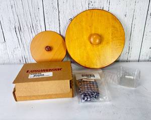 lot 15 image: Longaberger Wooden Canister Lids with Accessories
