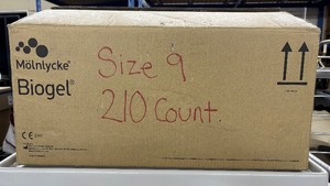 lot 72 image: 1 Box (210 per case each) NEW Molnlycke Biogel PI UltraTouch S Powder-Free Synthetic Polyisoprene Surgical Gloves - Size 9
