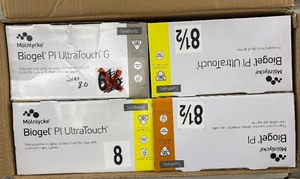 lot 68 image: 1 Case NEW OPEN BOX Molnlycke Biogel PI UltraTouch G Synthetic Polyisoprene Surgical Gloves - Size 8 & 8.5