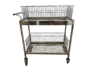 lot 25 image: Premium Quality 2-Tier Stainless Steel Wire General Transport Utility Cart  Heavy-Duty Frame, Smooth Rolling Casters, Easy-to-Clean Shelves Excellent Condition