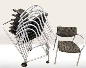 lot 46 image: MSRP $8000 Set Of 6 Highest Quality&nbspKeilhauer Stackable Office Reception Arm Chairs  Dolly -Designed By Tom Deacon - Upholstered Seat & Back, Lightweight Design, Tubular Steel Frame Keilhauer Warranties Their Chairs -10 years Good Condition