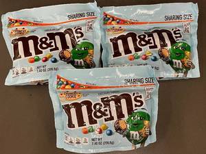 lot 8 image: 3 Packs of M&Ms Crunchy Cookie Sharing Size Candies