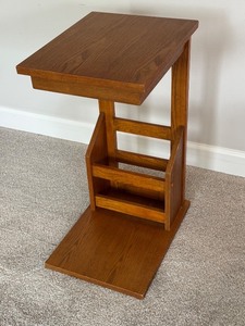 lot 25 image: Solid Wood Magazine Side Table with Storage Rack