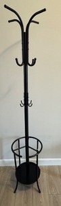lot 35 image: 70-Inch Metal Coat Rack with 12 Hooks and Umbrella Holder