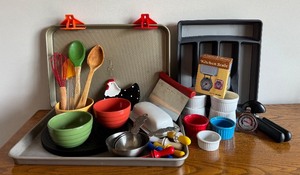 lot 36 image: Collection of Kitchenware with Cookie Sheets, Ramekins, and Utensils