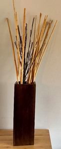 lot 42 image: 18 Tall Floor Vase with Decorative Lighted Bamboo Sticks