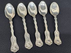lot 20B image: Set of 5 Vintage Monogrammed Sterling Silver Spoons