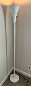 lot 31 image: White Floor Lamp with Cone-Shaped Shade - 59 Inches Tall