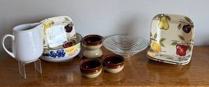 lot 43 image: Mixed Dinnerware Set Featuring Bizzirri Bowl and Crestware Pieces