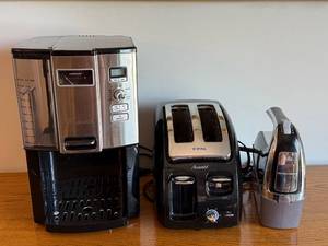 lot 54 image: Gently Used Kitchen Appliance Set Cuisinart Coffee Maker, T-Fal Toaster, and Hamilton Beach Can Opener