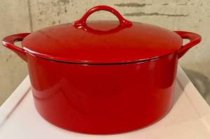 lot 73 image: Giada De Laurentiis Red Cast Iron Dutch Oven with Lid