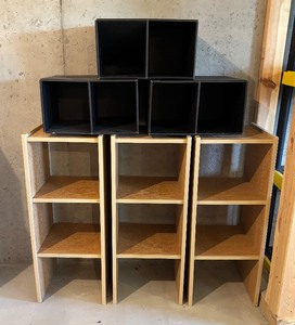 lot 126 image: Trio of Shelves and Organizational Boxes