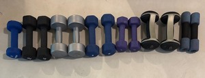 lot 131 image: 5, 8 and 10 Pound Hand Weights