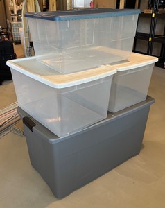 lot 134 image: Four Large Plastic Storage Bins